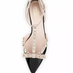 Kate Spade Becca Bow T Strap Patent Leather Jeweled Flats